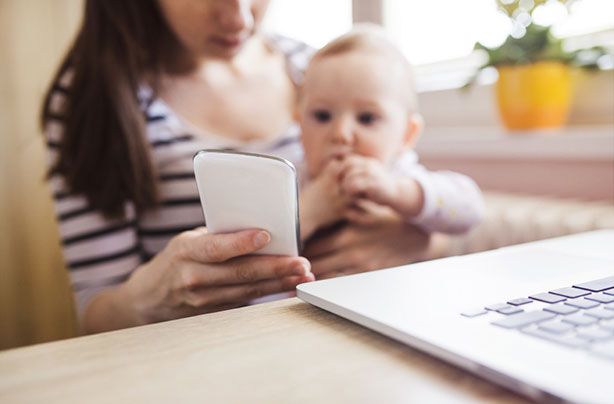 mother and baby at home