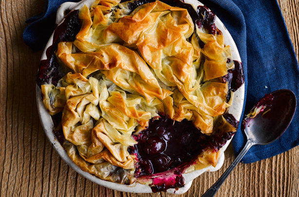 Cherry filo pie