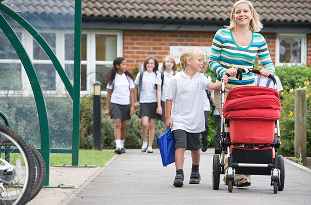 Mother and son, mum on school run