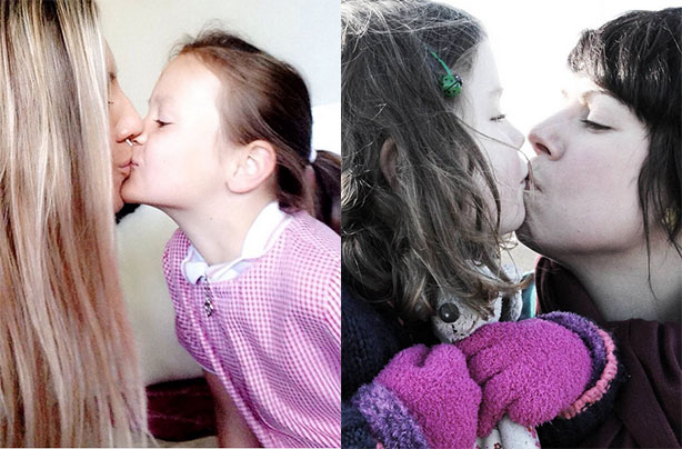 Parents kissing child to support Victoria Beckham