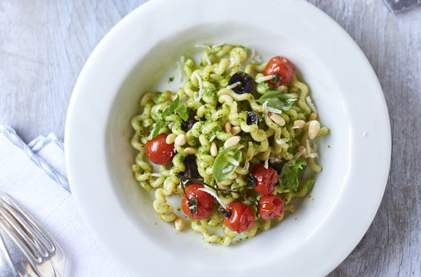 Zesty 4-veg pesto pasta