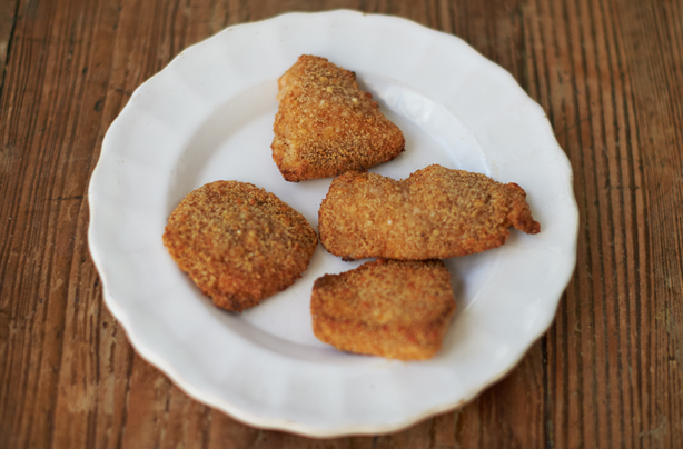 Jamie Oliver's proper chicken nuggets with sweet paprika and Parmesan crumb