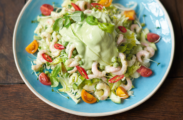 Jamie Oliver's prawn and avocado cocktail salad with new potatoes