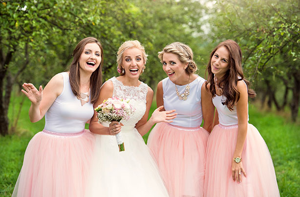 Bride, bridesmaids, wedding