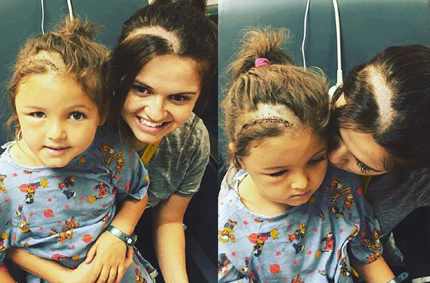 mum shaves head cancer daughter