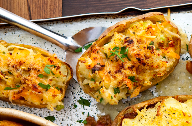 Smoked trout and cheese baked potato Smoked trout and cheese baked potato