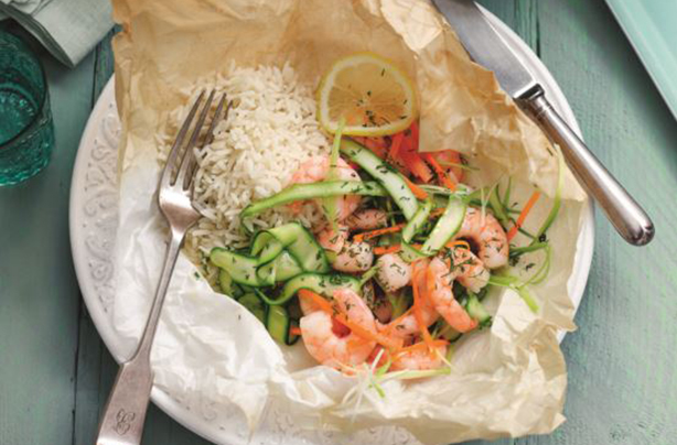 baked prawn parcels