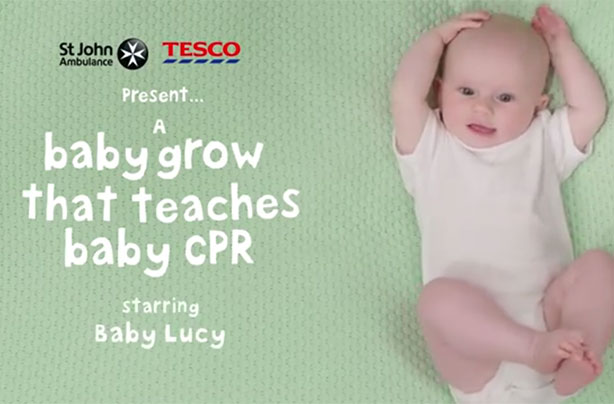 St Johns Ambulance Tesco CPR baby grow