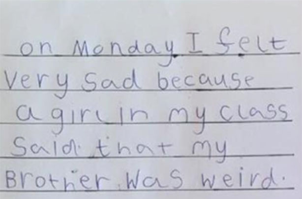 Six year old letter about autistic brother