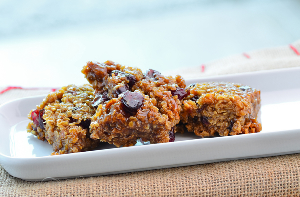 Sticky plum flapjacks