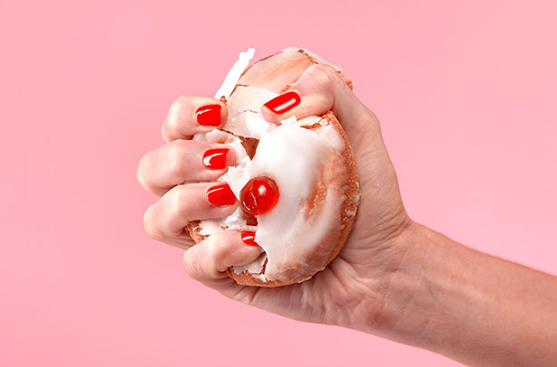 Woman crushing bun, weight loss, diet