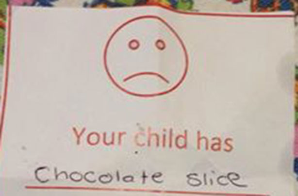 Melinda Tankard Reist, chocolate slice note