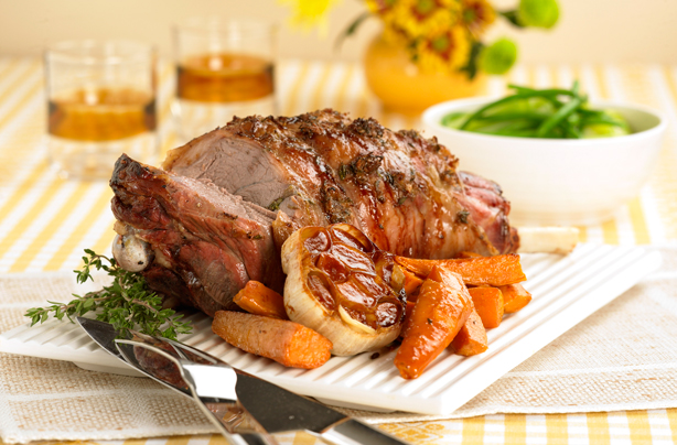 Glazed leg of lamb