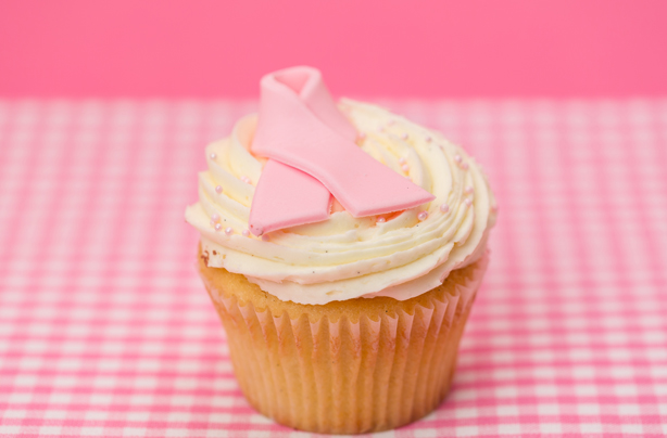Pink ribbon cupcake
