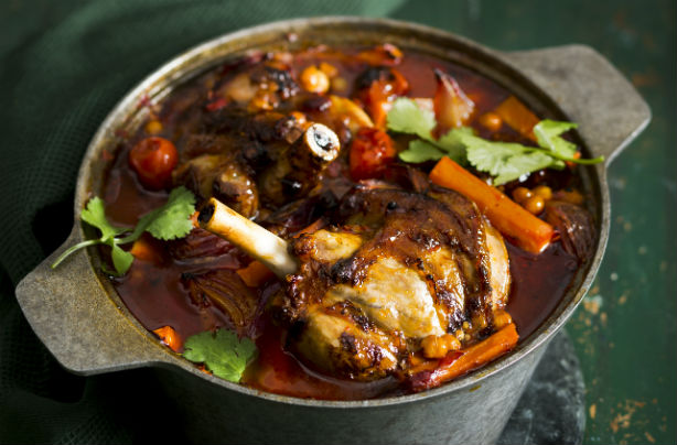 Harissa and vegetable lamb shanks