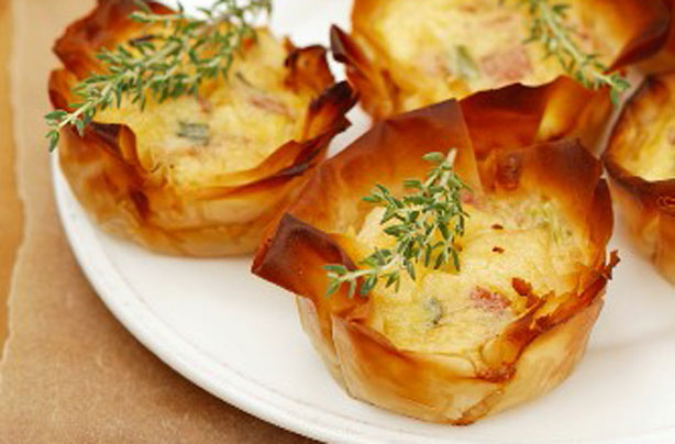 Bacon and spring onion filo tarts recipe - goodtoknow